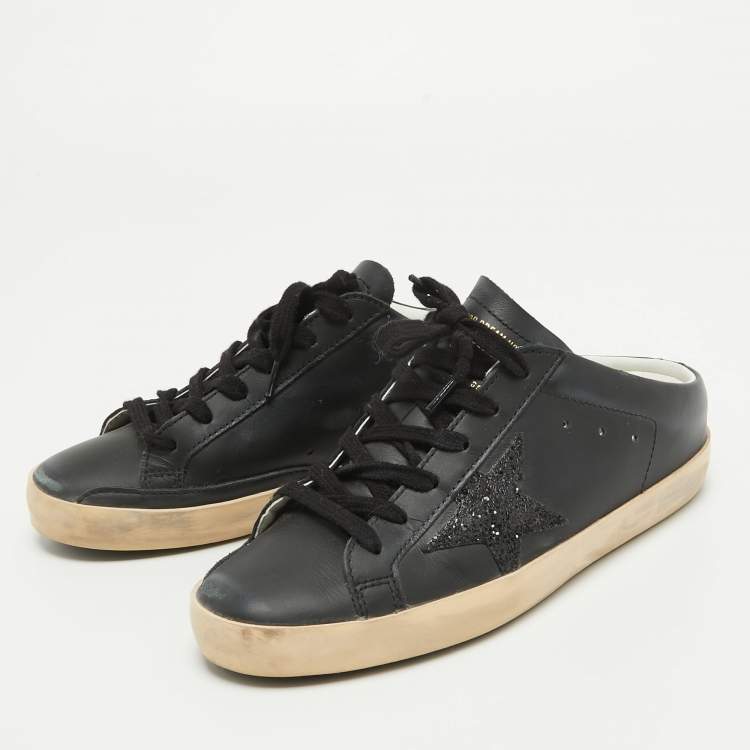 Pre Owned Golden Goose Black Leather Superstar Sabot Sneakers Size 37