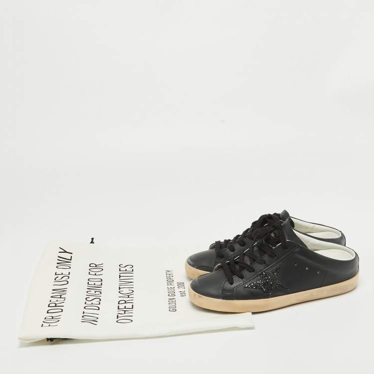 Pre Owned Golden Goose Black Leather Superstar Sabot Sneakers Size 37