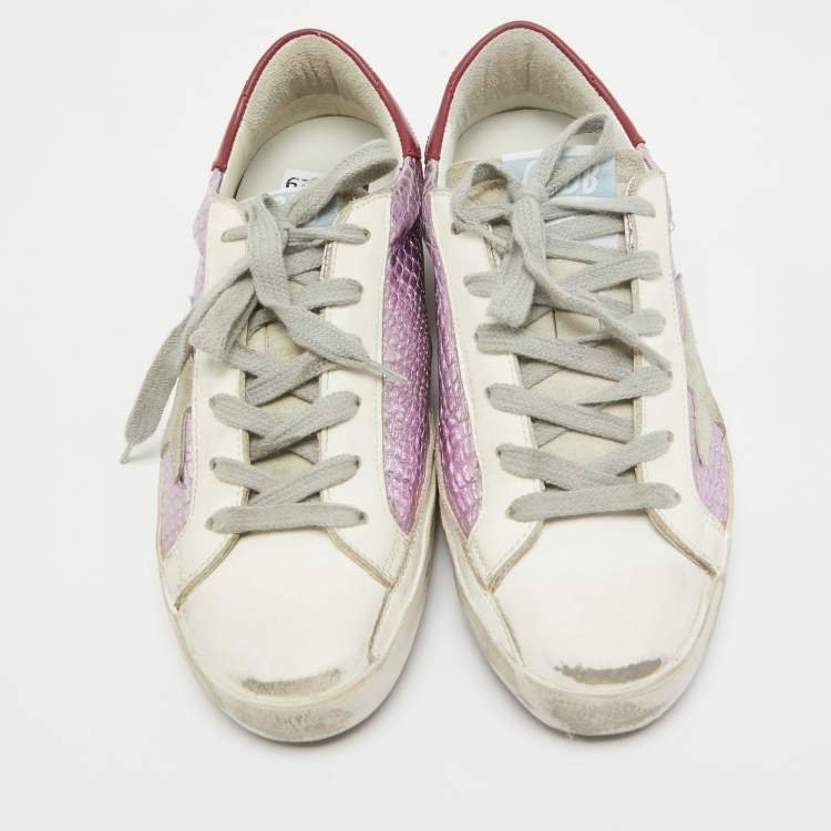 مملوكة مسبقًا Golden Goose Multicolor Leather and Suede Star Lace Up  Sneakers Size 35