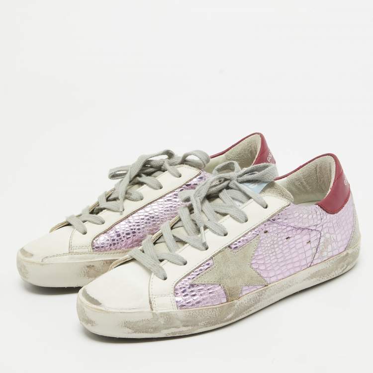 مملوكة مسبقًا Golden Goose Multicolor Leather and Suede Star Lace Up  Sneakers Size 35