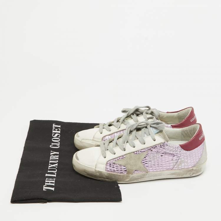 مملوكة مسبقًا Golden Goose Multicolor Leather and Suede Star Lace Up  Sneakers Size 35