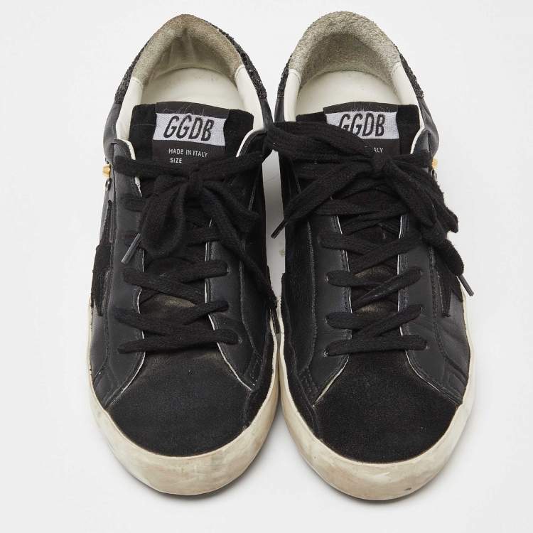 Pre Owned Golden Goose Black Suede and Leather Superstar Low Top Sneakers Size 39