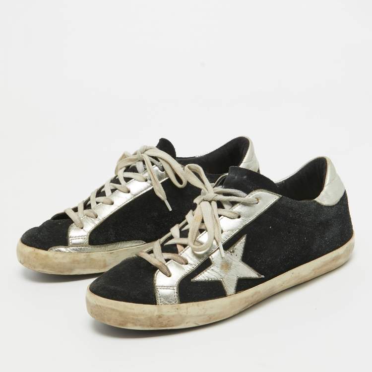 Golden Goose Black Suede Superstar Lace Up Sneakers Size 38 Golden Goose TLC
