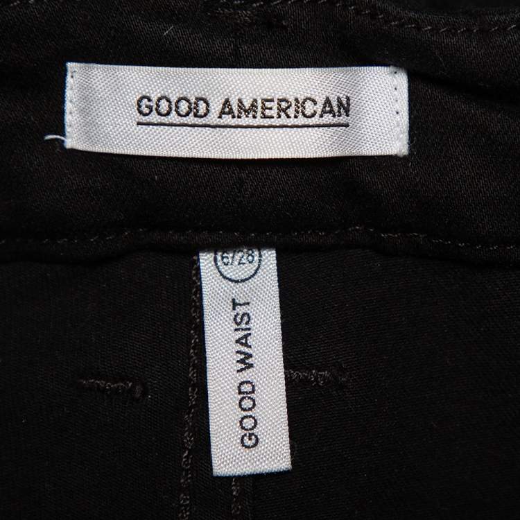 Pre Owned Good American Black Denim Frayed Hem Detail Good Waist Jeans M