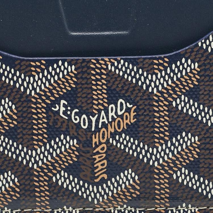 Pre Owned Goyard Navy Blue Goyardine Coated Canvas and Leather Vénus Bag Mirror