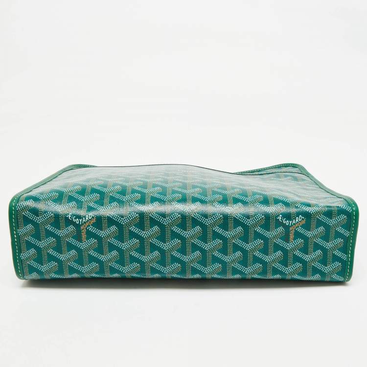 Pre Owned Goyard Green Goyardine Coated Canvas Jouvence GM Toiletry Bag