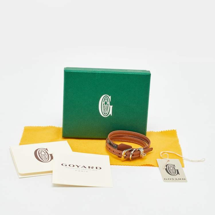Pre Owned Goyard Black/Brown Goyardine Coated Canvas and Leather Wrap Edmond Bracelet