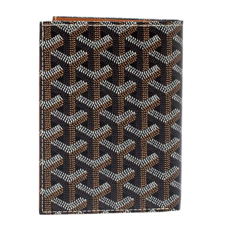 Pre Owned Goyard Dark Brown Goyardine Coated Canvas Grenelle Passport Holder