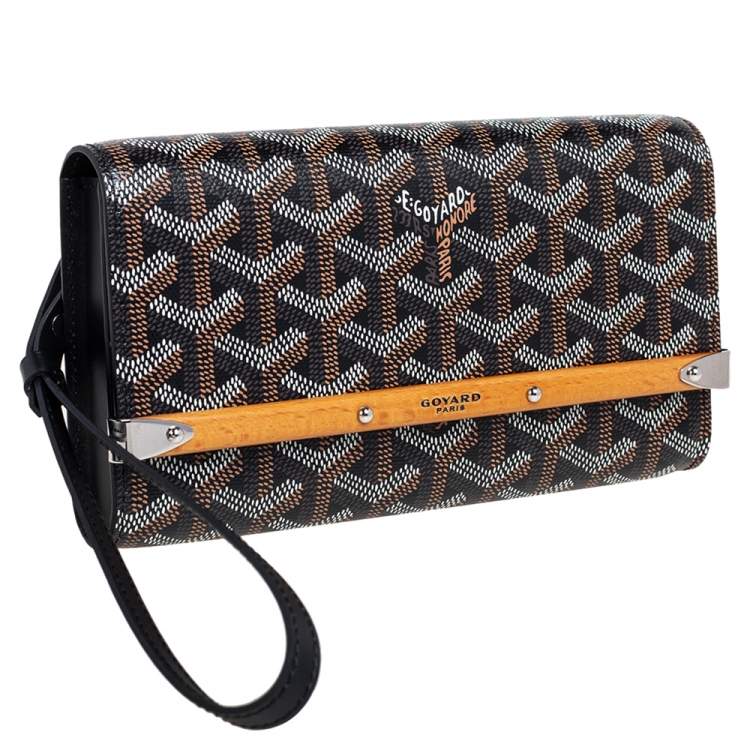 Pre Owned Goyard Black Goyardine Coated Canvas and Leather Monte Carlo Phone Case