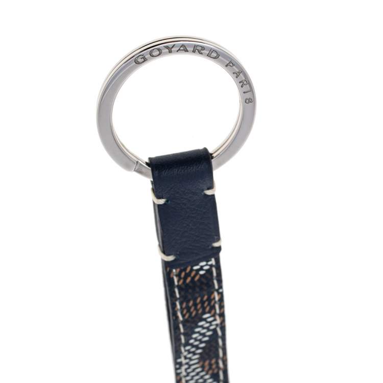 Pre Owned Goyard Blue Goyardine Coated Canvas Sesame Key Holder