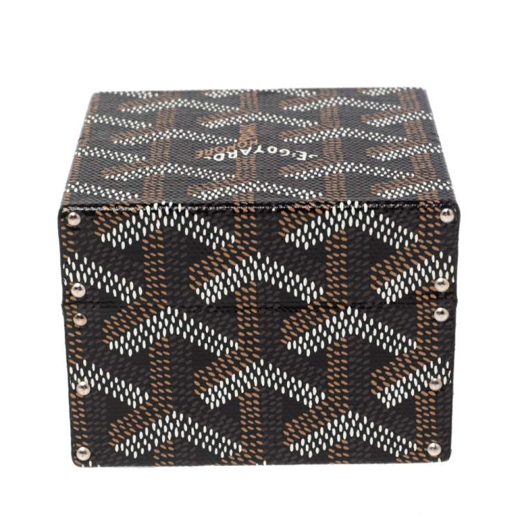 Pre Owned Goyard Black Goyardine Coated Canvas Regence Mini Trunk Jewelry Case