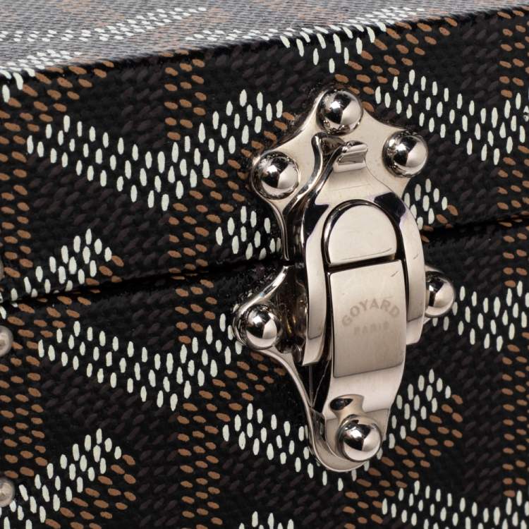 Pre Owned Goyard Black Goyardine Coated Canvas Regence Mini Trunk Jewelry Case