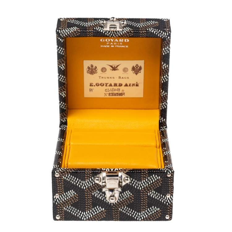 Pre Owned Goyard Black Goyardine Coated Canvas Regence Mini Trunk Jewelry Case