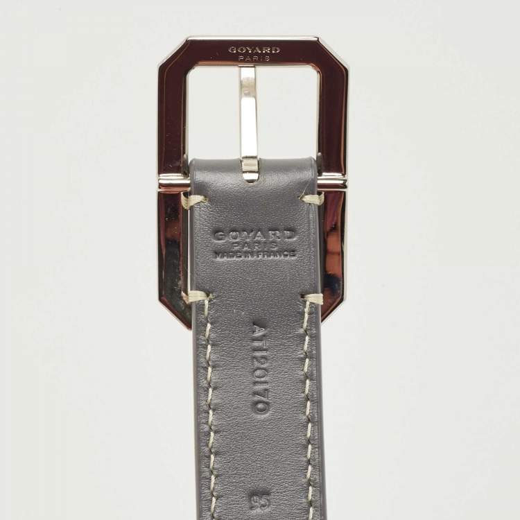 Pre Owned Goyard Grey Goyardine Coated Canvas and Leather Olympic Belt 95CM