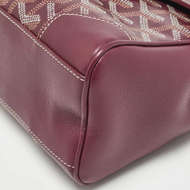 Pre Owned Goyard Burgundy Goyardine Coated Canvas and Leather Mini Saigon Top Handle Bag