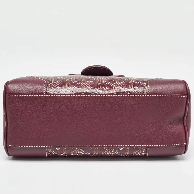 Pre Owned Goyard Burgundy Goyardine Coated Canvas and Leather Mini Saigon Top Handle Bag