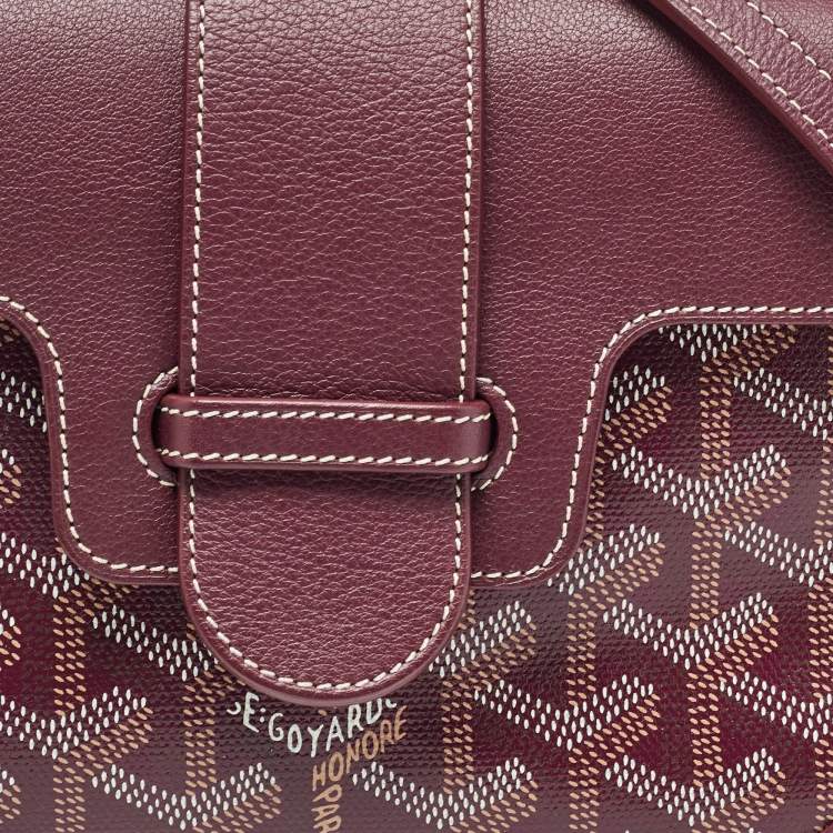 Pre Owned Goyard Burgundy Goyardine Coated Canvas and Leather Mini Saigon Top Handle Bag