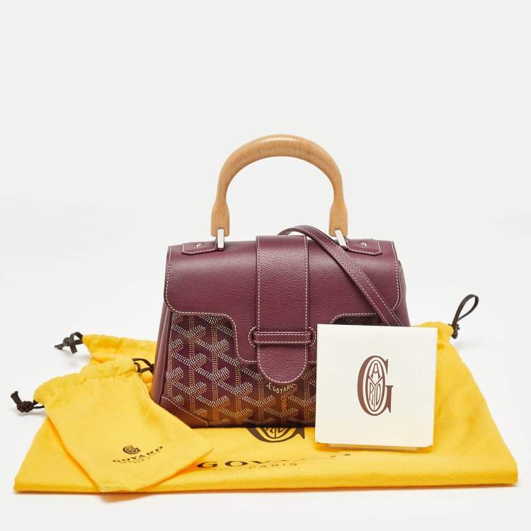 Pre Owned Goyard Burgundy Goyardine Coated Canvas and Leather Mini Saigon Top Handle Bag