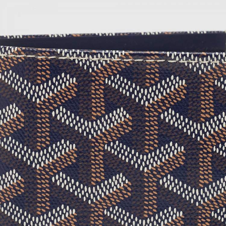 Pre Owned Goyard Navy Blue Goyardine Coated Canvas Moliere Bifold Wallet