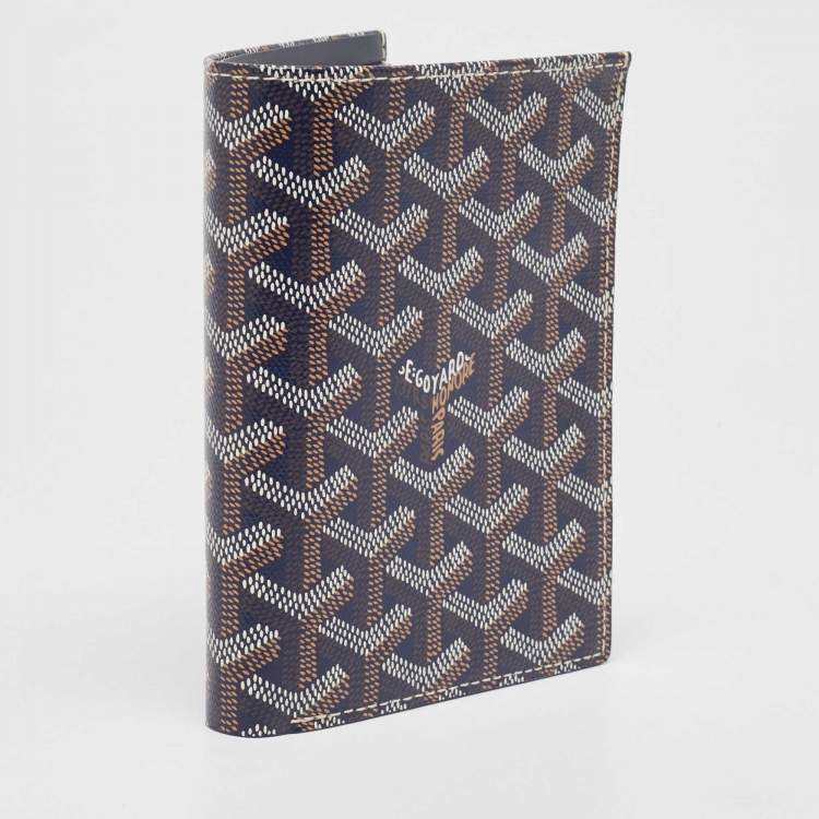 Pre Owned Goyard Navy Blue Goyardine Coated Canvas Moliere Bifold Wallet