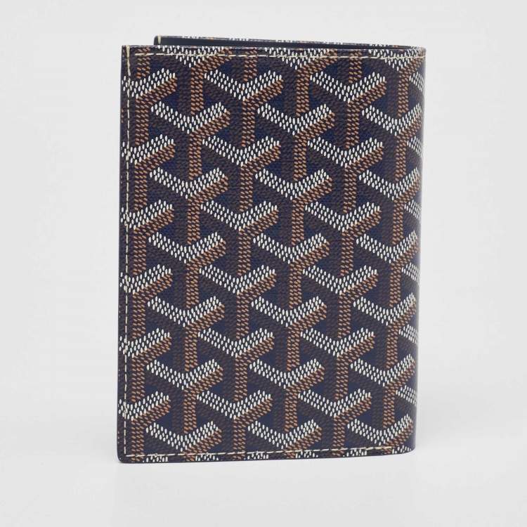 Pre Owned Goyard Navy Blue Goyardine Coated Canvas Moliere Bifold Wallet