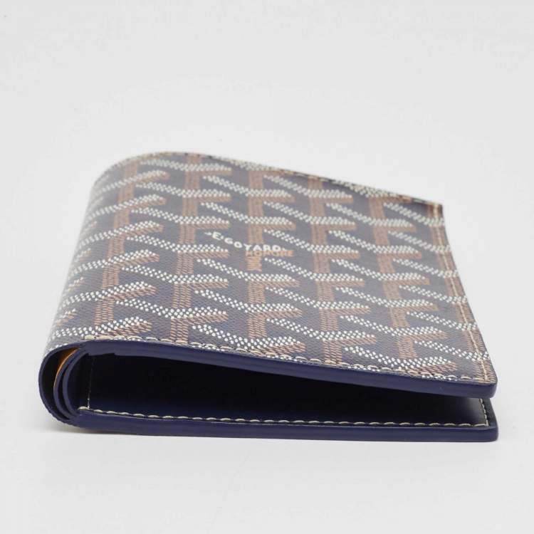 Pre Owned Goyard Navy Blue Goyardine Coated Canvas Moliere Bifold Wallet