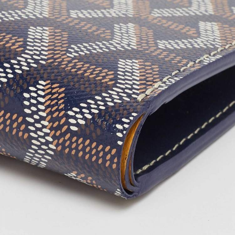 Pre Owned Goyard Navy Blue Goyardine Coated Canvas Moliere Bifold Wallet