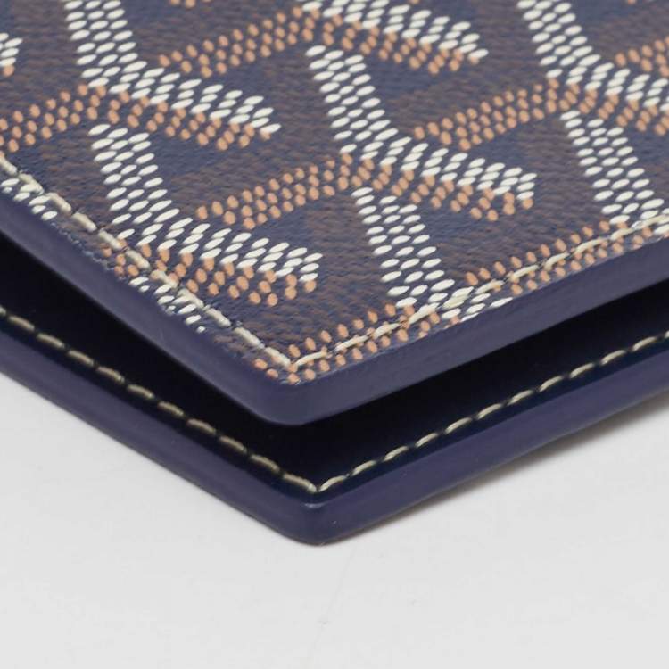 Pre Owned Goyard Navy Blue Goyardine Coated Canvas Moliere Bifold Wallet