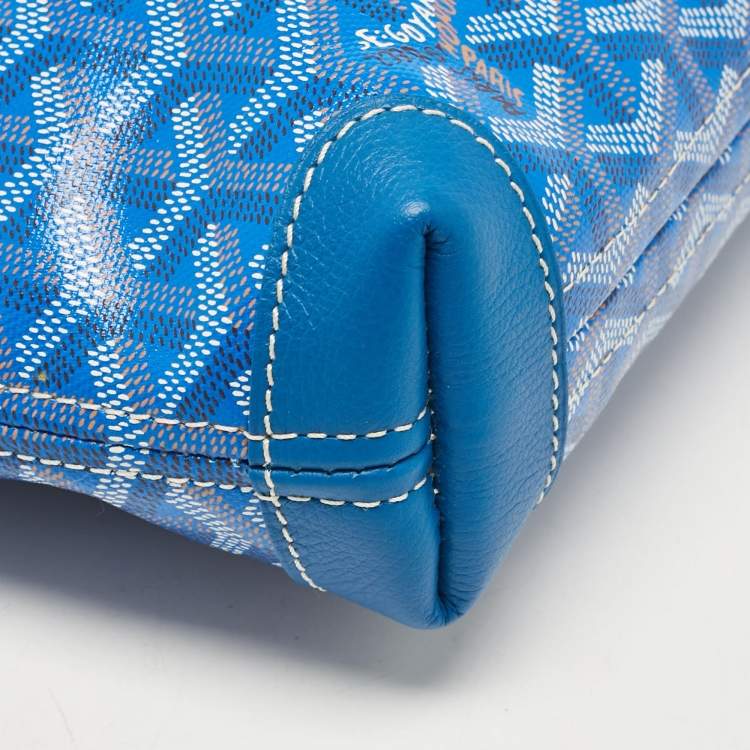 Pre Owned Goyard Blue Goyardine Coated Canvas and Leather Conti Pouch