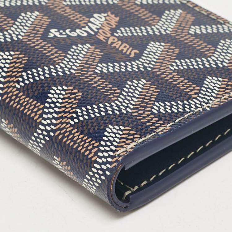 Pre Owned Goyard Blue Goyardine Coated Canvas Saint Pierre Bifold Card Holder
