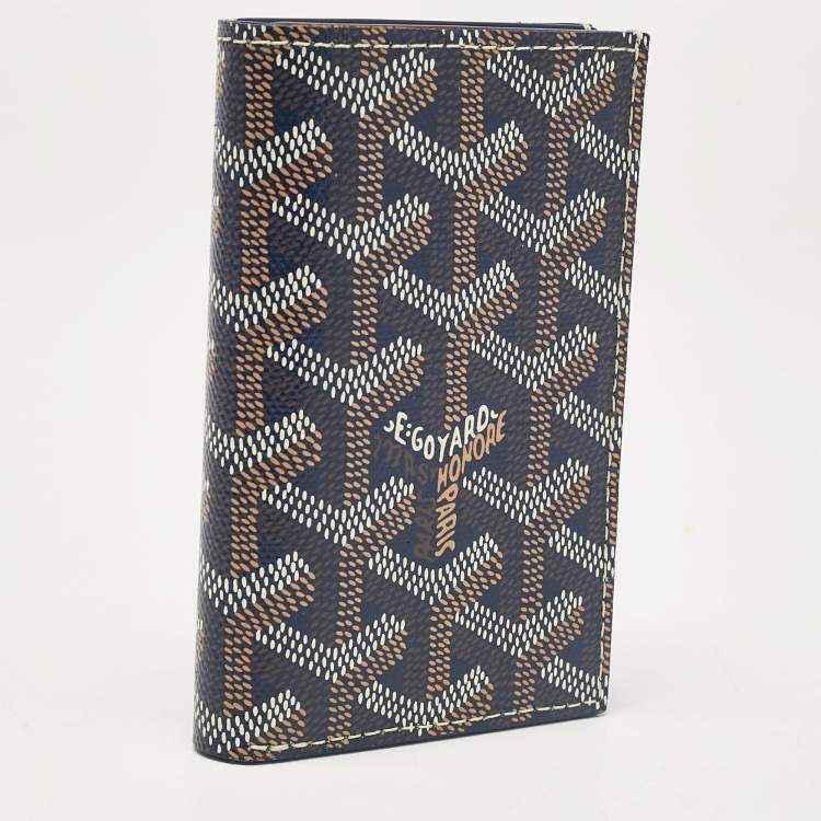 Pre Owned Goyard Blue Goyardine Coated Canvas Saint Pierre Bifold Card Holder