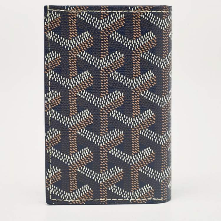 Pre Owned Goyard Blue Goyardine Coated Canvas Saint Pierre Bifold Card Holder
