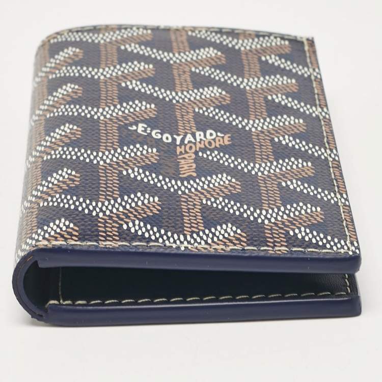 Pre Owned Goyard Blue Goyardine Coated Canvas Saint Pierre Bifold Card Holder