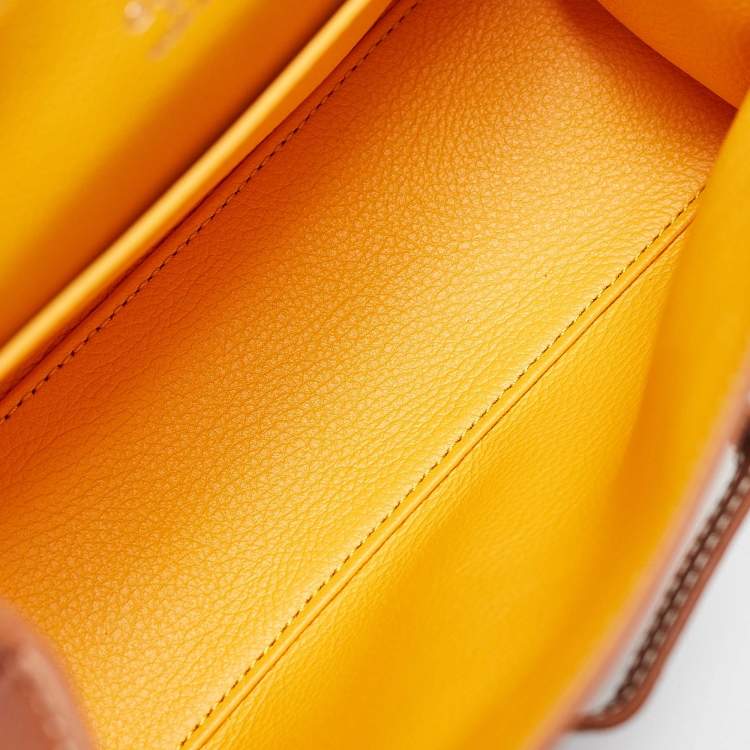 Pre Owned Goyard Tan/Black Goyardine Coated Canvas And Leather Mini Saigon Top Handle Bag