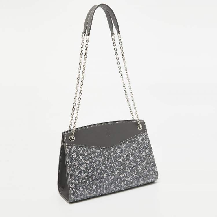 Pre Owned Goyard Grey Goyardine Coated Canvas and Leather Rouette Structure PM Shoulder Bag