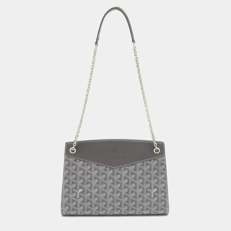Pre Owned Goyard Grey Goyardine Coated Canvas and Leather Rouette Structure PM Shoulder Bag