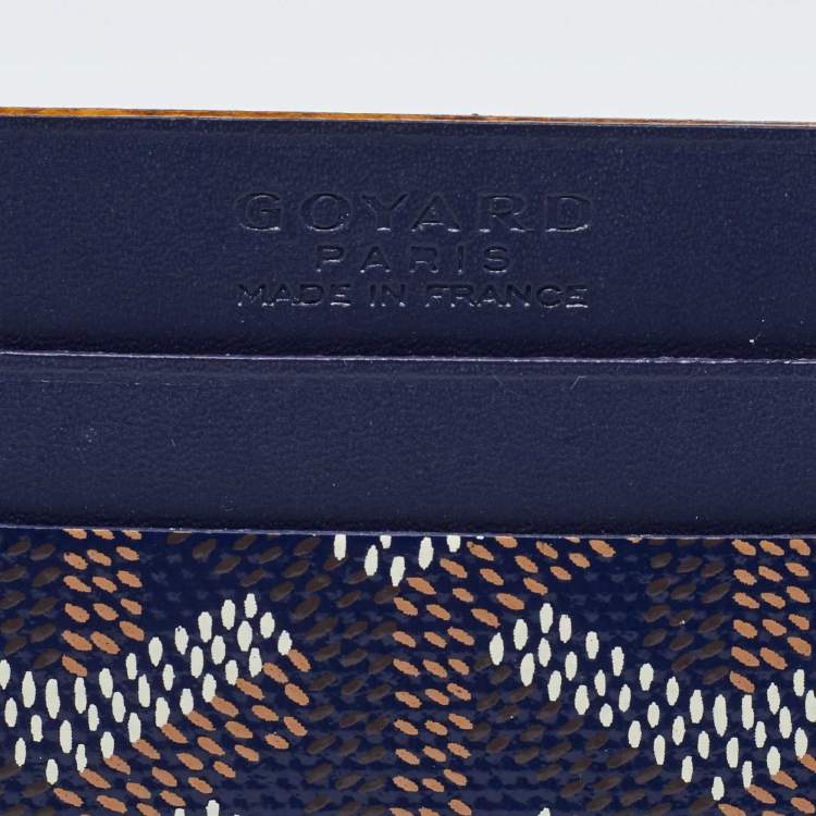 Pre Owned Goyard Navy Blue Goyardine Coated Canvas and Leather Saint Sulpice Card Case