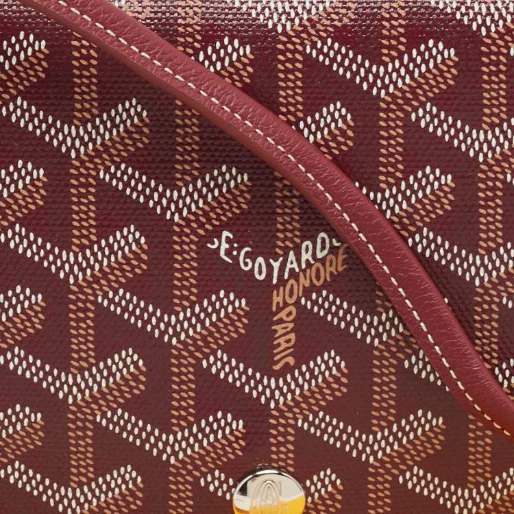Pre Owned Goyard Burgundy Goyardine Coated Canvas and Leather Plumet Crossbody Bag