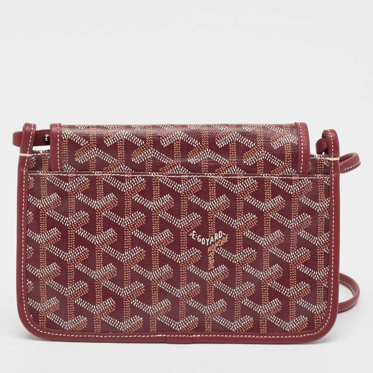 Pre Owned Goyard Burgundy Goyardine Coated Canvas and Leather Plumet Crossbody Bag
