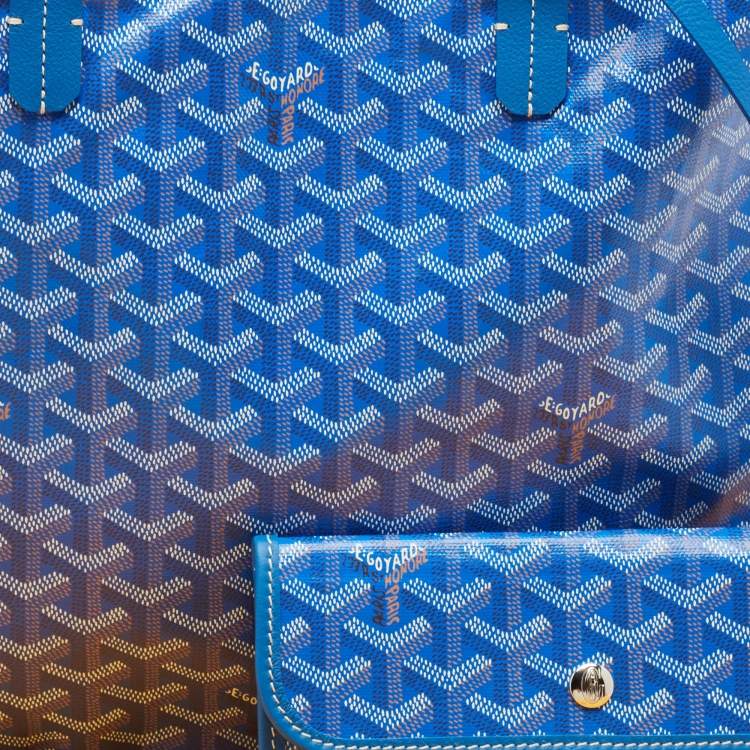 Pre Owned Goyard Blue Goyardine Coated Canvas and Leather Saint Louis PM Tote