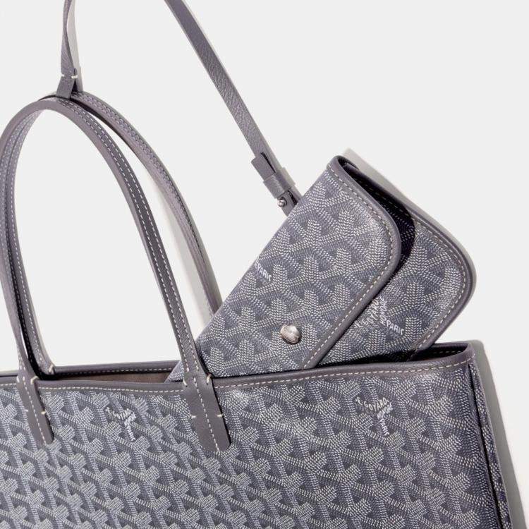 Pre Owned Goyard Grey Goyardine Coated Canvas and Leather Saint Louis PM Tote Bag