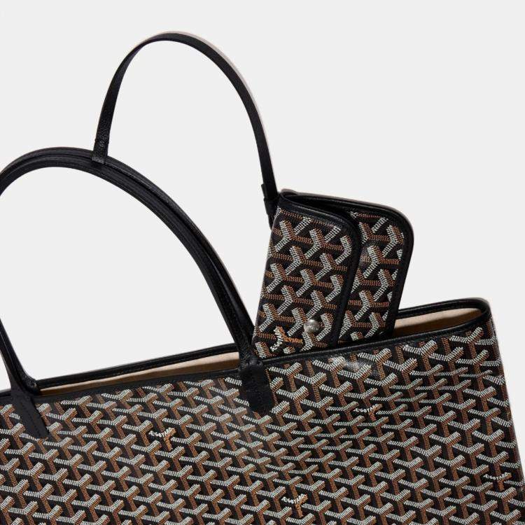 Pre Owned Goyard Black Goyardine Coated Canvas and Leather Saint Louis GM Tote Bag