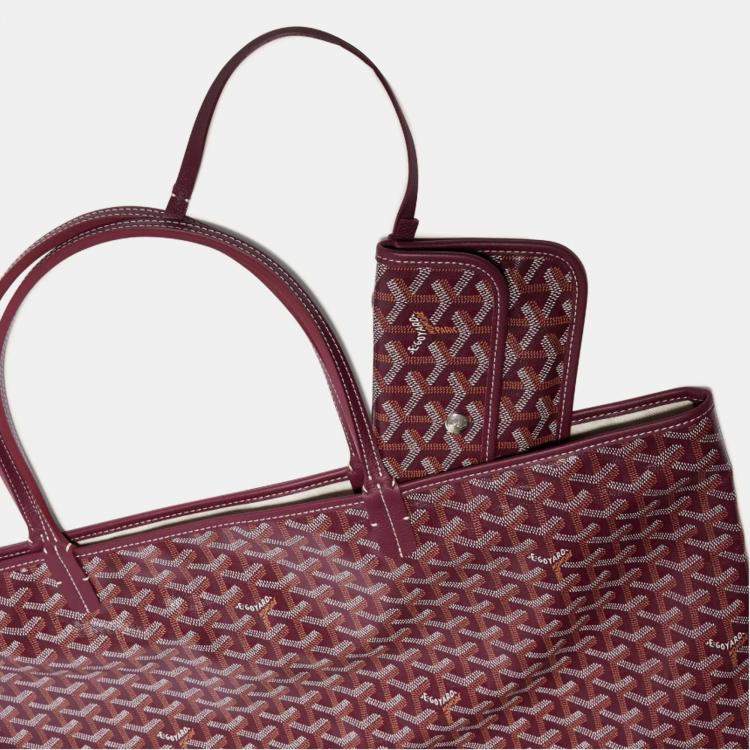 Pre Owned Goyard Burgundy Goyardine Coated Canvas and Leather Saint Louis GM Tote Bag