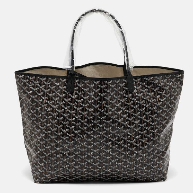 Pre Owned Goyard Black Goyardine Coated Canvas and Leather Saint Louis GM Tote