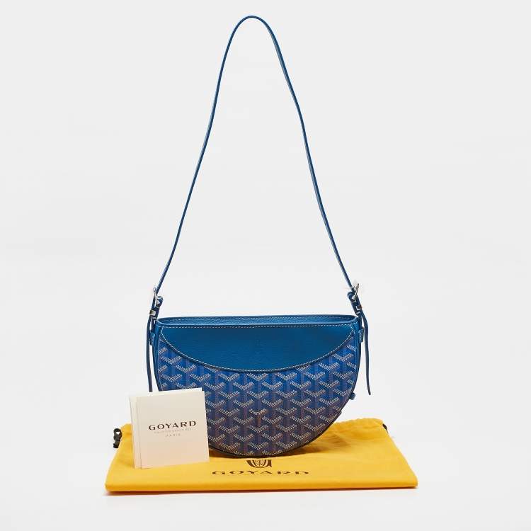 Pre Owned Goyard Blue Goyardine Coated Canvas and Leather Hirondelle Shoulder Bag