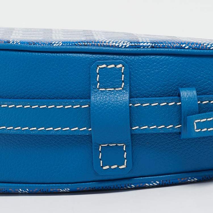 Pre Owned Goyard Blue Goyardine Coated Canvas and Leather Hirondelle Shoulder Bag