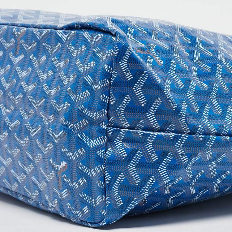 Pre Owned Goyard Blue Goyardine Coated Canvas and Leather Saint Louis PM Tote