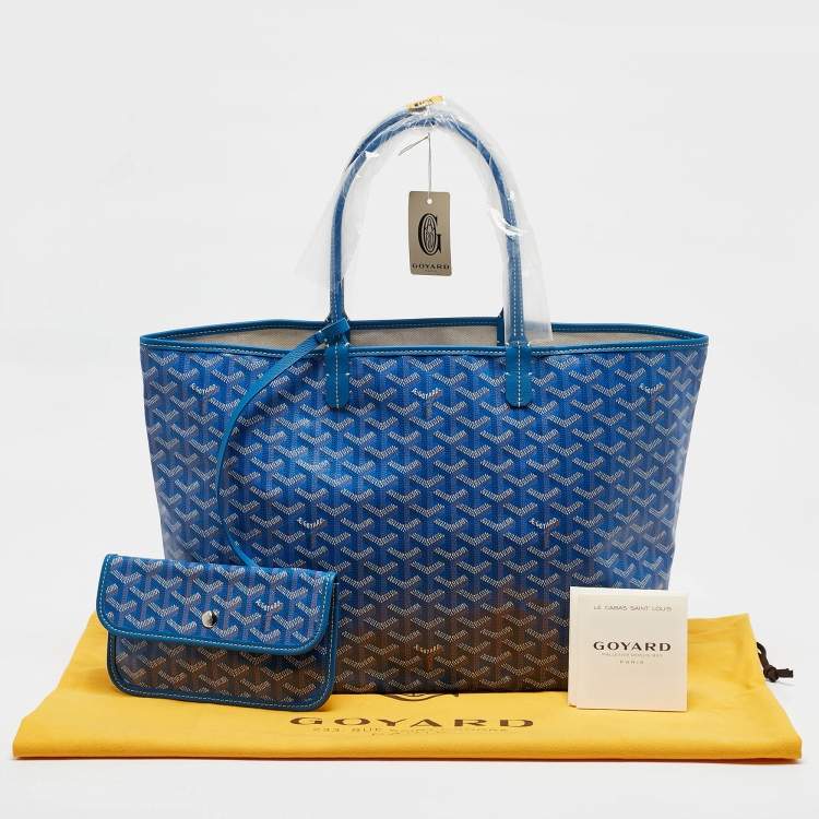 Pre Owned Goyard Blue Goyardine Coated Canvas and Leather Saint Louis PM Tote