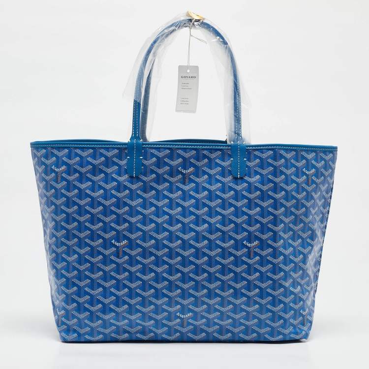 Pre Owned Goyard Blue Goyardine Coated Canvas and Leather Saint Louis PM Tote