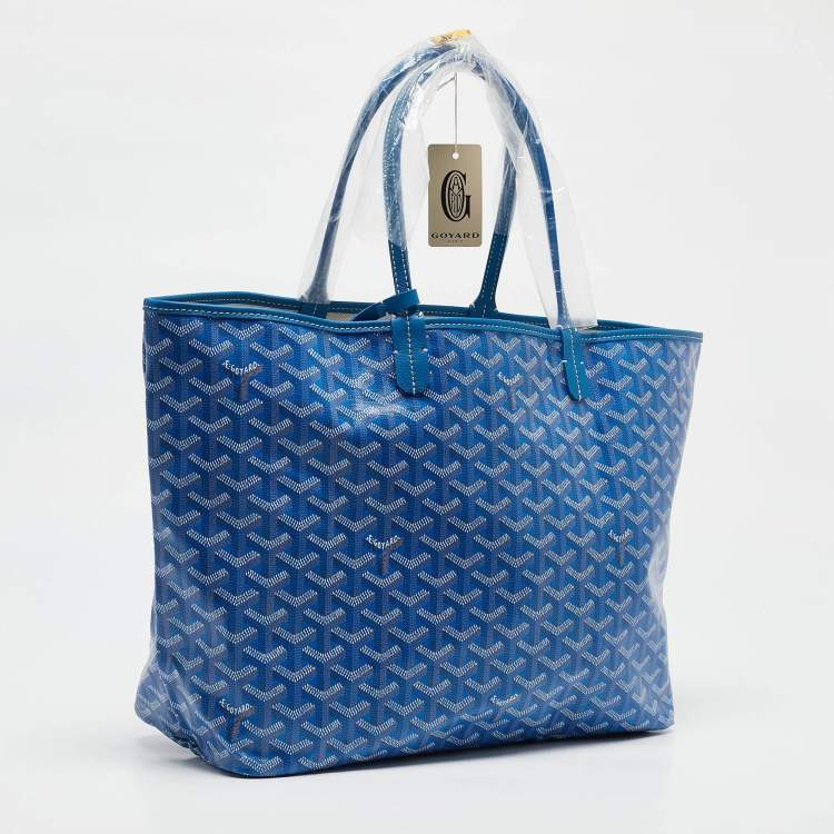 Pre Owned Goyard Blue Goyardine Coated Canvas and Leather Saint Louis PM Tote